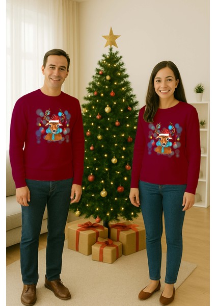 Unisex Happy New Year Yılbaşı Baskılı Yetişkin ve Çocuk Sweatshirt 3 Iplik Şardonlu Kumaş fiyatları