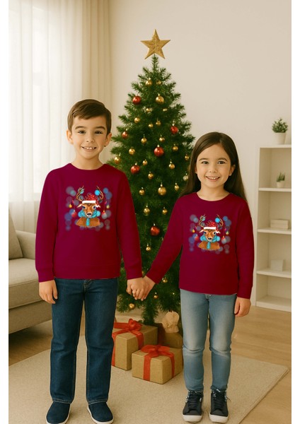 Unisex Happy New Year Yılbaşı Baskılı Yetişkin ve Çocuk Sweatshirt 3 Iplik Şardonlu Kumaş modelleri