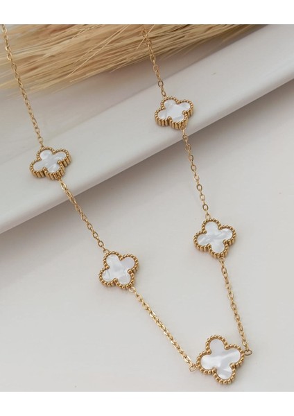 Çelik Dört Yaprak Yonca Kolye Paslanmaz Kararmaz