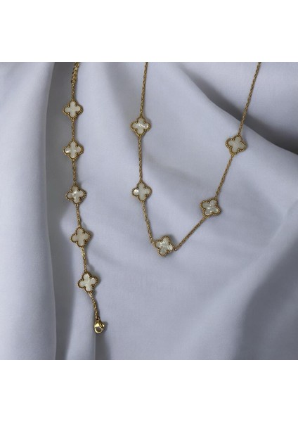 Çelik Dört Yaprak Yonca Kolye Paslanmaz Kararmaz