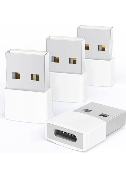 USB – Usb-C Adaptör (4’lü Paket) | Type-C Dişi – USB Erkek Dönüştürücü | Magsafe, Apple Watch S10/SE/ULTRA 2, iPhone 16/16 Plus/16 Pro Max, Airpods Pro Uyumlu | Beyaz