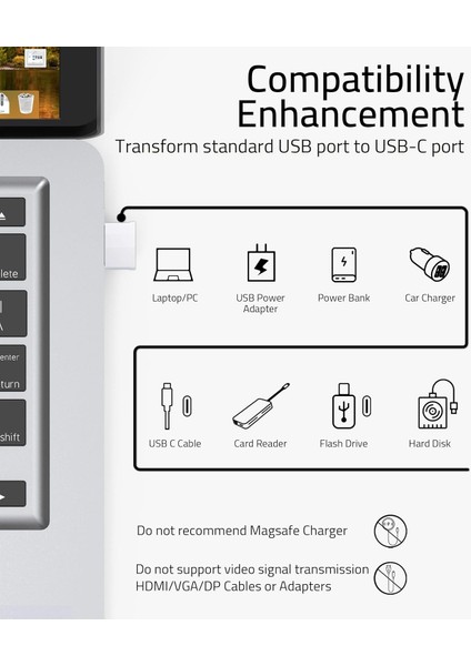 USB – Usb-C Adaptör (4’lü Paket) | Type-C Dişi – USB Erkek Dönüştürücü | Magsafe, Apple Watch S10/SE/ULTRA 2, iPhone 16/16 Plus/16 Pro Max, Airpods Pro Uyumlu | Beyaz indirimleri