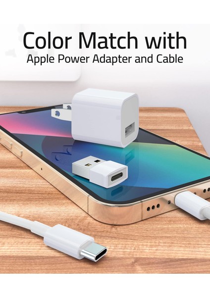 USB – Usb-C Adaptör (4’lü Paket) | Type-C Dişi – USB Erkek Dönüştürücü | Magsafe, Apple Watch S10/SE/ULTRA 2, iPhone 16/16 Plus/16 Pro Max, Airpods Pro Uyumlu | Beyaz