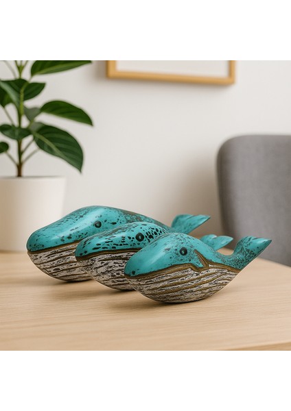 Balina Biblosu Seti Ahşap Dekoratif Obje Biblo