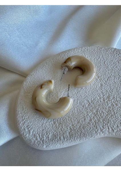 Bej Renk Halka Küpe