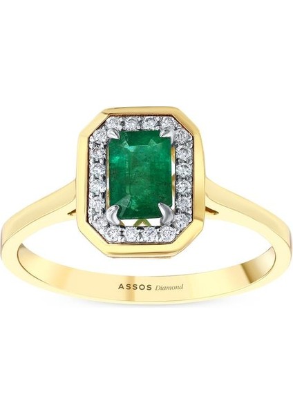 0.11 Karat Zümrüt Taşlı Pırlanta Yüzük