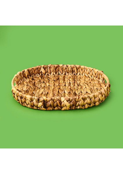 Orta Boy Örgü Oval Tepsi Sepet - Kahverengi - 38X29X5 cm fiyatları