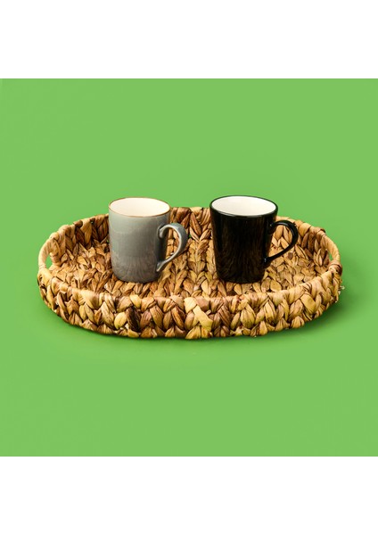 Orta Boy Örgü Oval Tepsi Sepet - Kahverengi - 38X29X5 cm modelleri