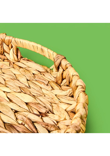 Orta Boy Örgü Oval Tepsi Sepet - Kahverengi - 38X29X5 cm fırsatları