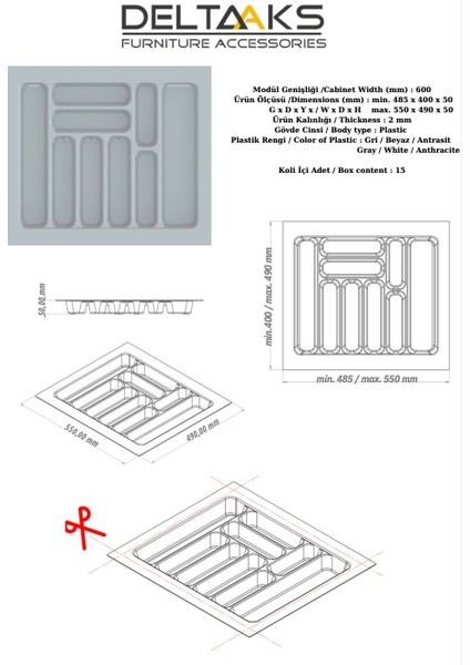 55x49 cm Antrasit Kaşıklık fırsatları