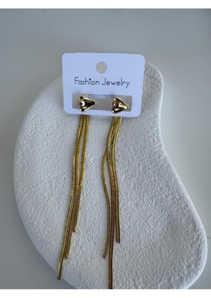 Sallantılı Uzun Kalp Küpe