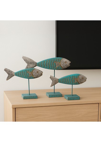 Balık Biblosu Seti Dekoratif Obje Biblo Ayakta Durabilen