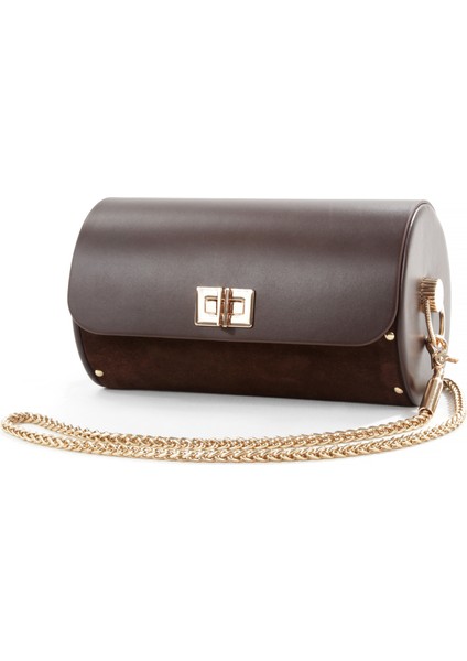 Julia Kahverengi Süet Çapraz Zincir Askılı Günlük Abiye Gerçek Deri Kadın El ve Omuz Çantası modelleri