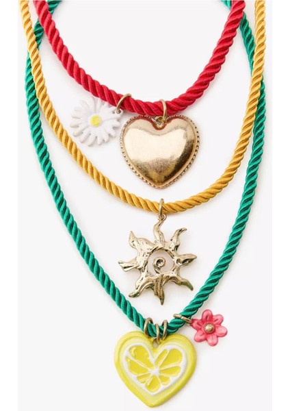 Marka Renkli 3lü Halat Charmlı Kolye fırsatları