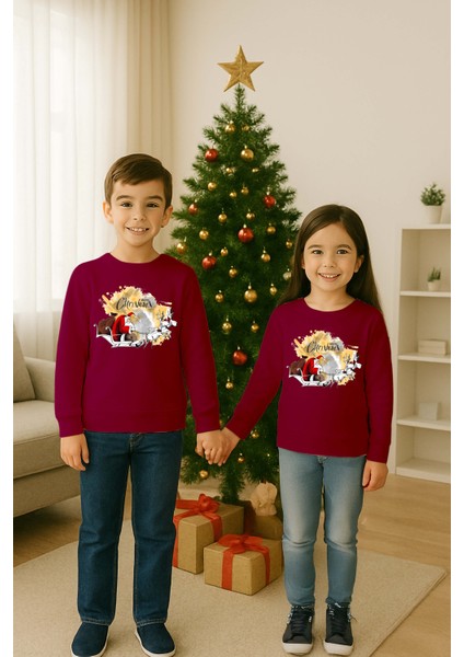 Unisex Happy New Year Yılbaşı Baskılı Yetişkin ve Çocuk Sweatshirt 3 Iplik Şardonlu Kumaş modelleri
