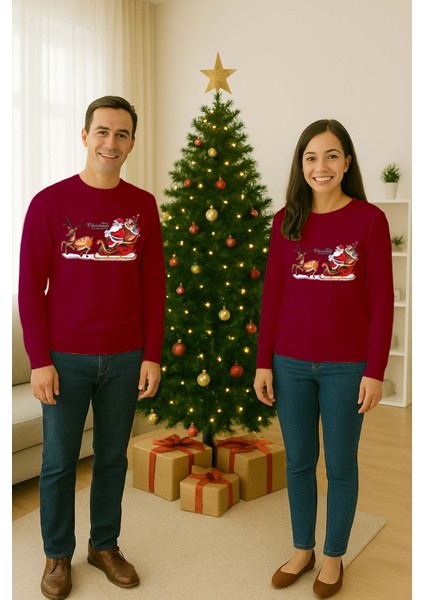 Unisex Happy New Year Yılbaşı Baskılı Yetişkin ve Çocuk Sweatshirt 3 Iplik Şardonlu Kumaş fiyatları