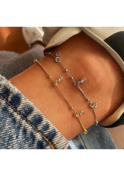 Yuvarlak Taşlı Tasarım Halhal