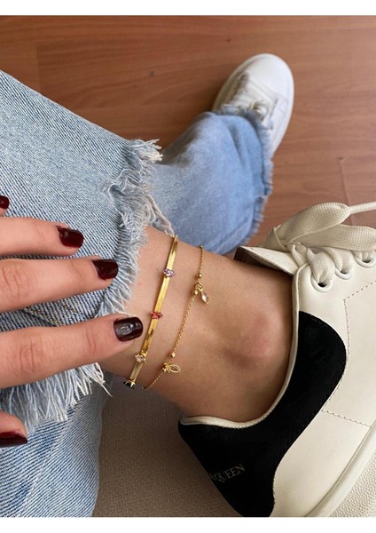 Damla Model Taşlı Halhal