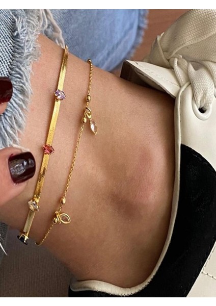 Damla Model Taşlı Halhal fiyatları