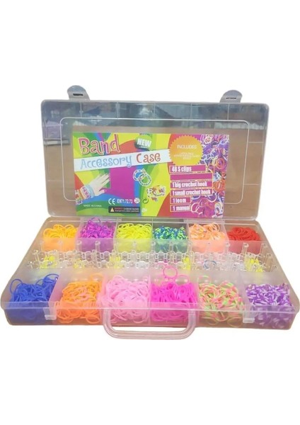 Lastik Örgü Bileklik ve Kolye Yapma Seti Oyuncak Bileklik Örme Yapım Seti 1500 Adet Lastik