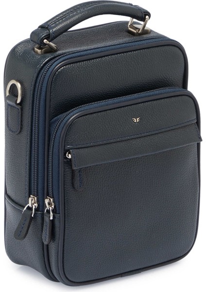 Lacivert Hakiki Deri Erkek Çapraz Askılı Çanta - S1AC00002923-X86