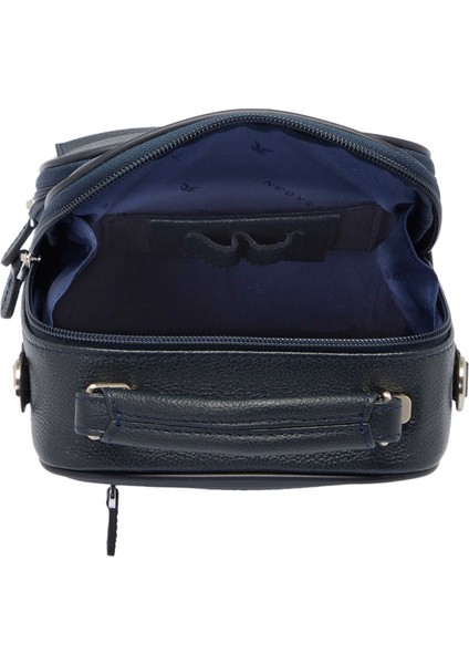 Lacivert Hakiki Deri Erkek Çapraz Askılı Çanta - S1AC00002923-X86