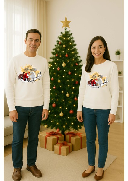 Unisex Happy New Year Yılbaşı Baskılı Yetişkin ve Çocuk Sweatshirt 3 Iplik Şardonlu Kumaş fiyatları