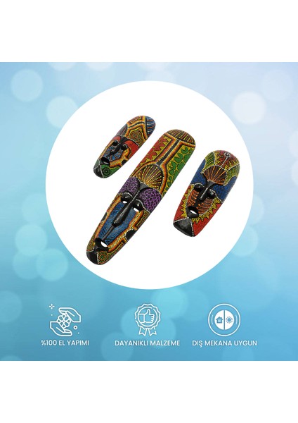 Üçlü Mask Seti Aborjin Ahşap Duvar Objesi Maske Yüz Surat fiyatları