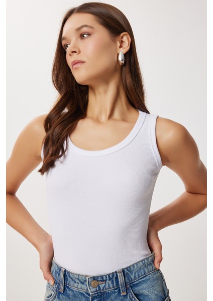 2'li Fitilli Kalın Askılı Örme Atlet LHJ0002 Gri Melanj Beyaz indirimleri