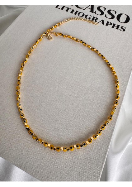 Sarı Mini Nazarlık Kolye modelleri