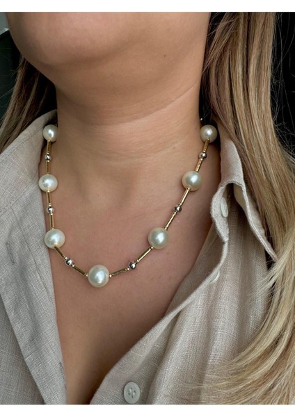 Inci Topçuk Sıralı Gold Çubuk Plaka Detay Kolye fırsatları