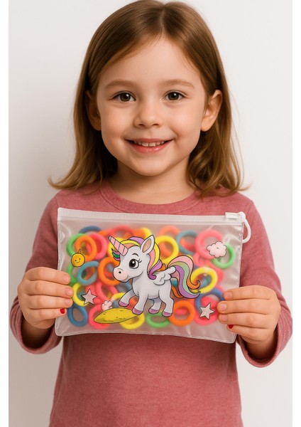 100 Adet Neon Havlu Lastik Mini Toka Seti Çantalı fiyatları