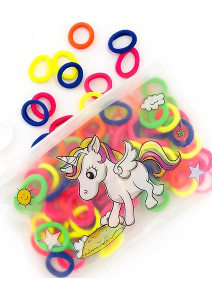 100 Adet Neon Havlu Lastik Mini Toka Seti Çantalı modelleri