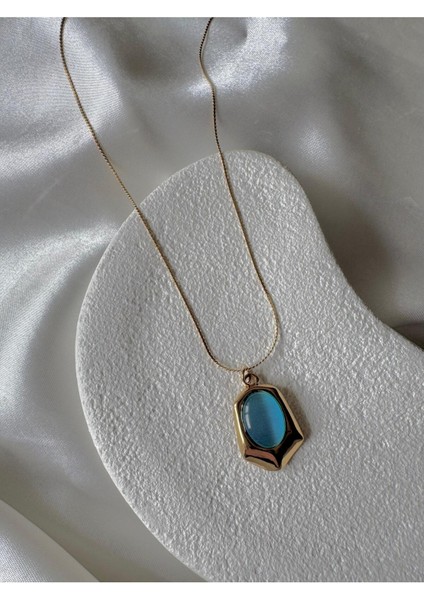 Mavi Taş Detaylı Kolye