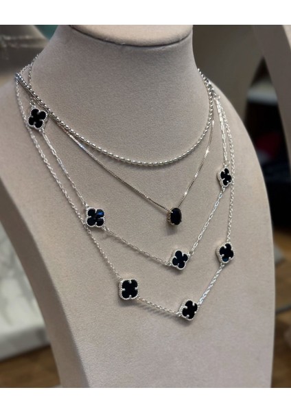 Kadın Çelik Siyah Mini Yonca Model Kolye Paslanmaz Kararmaz fiyatları