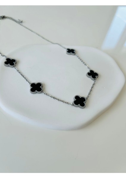 Kadın Çelik Siyah Mini Yonca Model Kolye Paslanmaz Kararmaz fırsatları