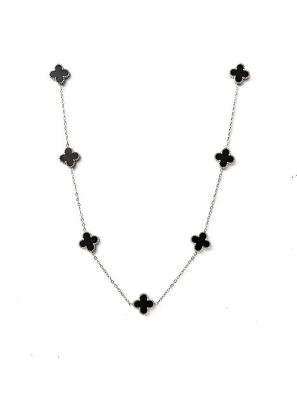 Kadın Çelik Siyah Mini Yonca Model Kolye Paslanmaz Kararmaz indirimleri
