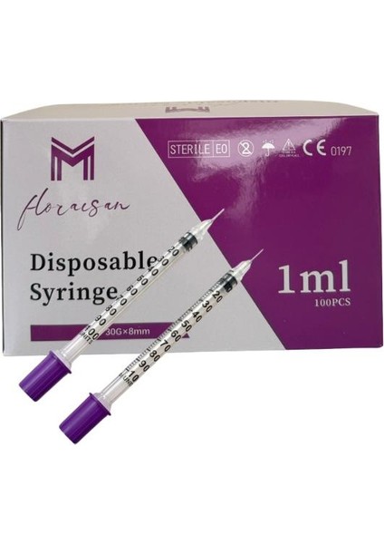 Micro Fine Enjektör 30G 8mm 1 cc 100 Adet / Kutu