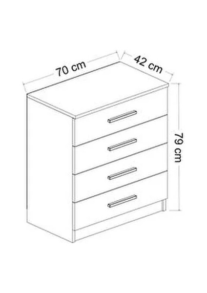 Kalinsta Modern Şifonyer Ceviz Renk 4 Çekmeceli 100 cm Yükseklik
