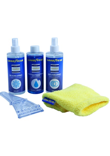 Kışlık Bakım Seti 4'lü Araç Bakımı İçin Pratik Çözüm, Mavi Renkli Kolay Taşınabilir Set