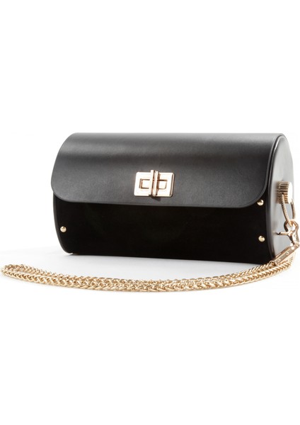 Julia Siyah Süet Çapraz Zincir Askılı Günlük Abiye Gerçek Deri Kadın El ve Omuz Çantası fiyatları