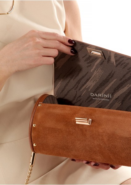 Julia Taba Süet Çapraz Zincir Askılı Günlük Abiye Gerçek Deri Kadın El ve Omuz Çantası