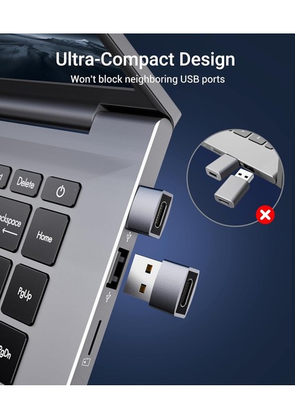 Usb-C Kadın – USB Erkek Adaptör (3’lü Paket) | Alüminyum Gövde, Yüksek Hızlı Dönüştürücü | Usb-C’den Usb’ye Çevirici | iPhone 15, Apple Watch, Airpods, Carplay Uyumlu