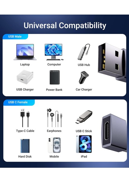 Usb-C Kadın – USB Erkek Adaptör (3’lü Paket) | Alüminyum Gövde, Yüksek Hızlı Dönüştürücü | Usb-C’den Usb’ye Çevirici | iPhone 15, Apple Watch, Airpods, Carplay Uyumlu indirimleri
