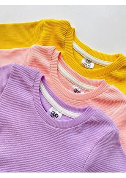 3'lü %100 Pamuklu Uzun Kol Bebek Body Pantolon Takım Düz Desenli Kız Çocuk İçin