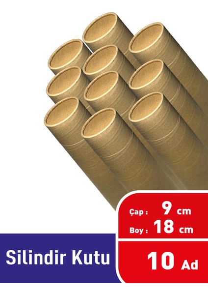 Silindir Kutu 9 cm x 18 cm x 10 Adet Silindir Kutu Kahve Kutusu Porselen Kutusu Bal Kutusu