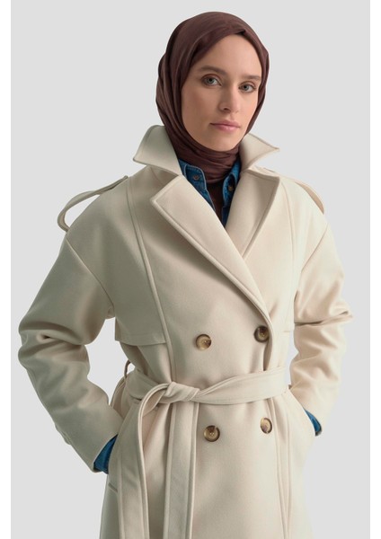 Aller Detaylı Düğmeli Manto 25KT1729 Bej