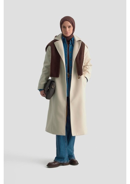Aller Detaylı Düğmeli Manto 25KT1729 Bej fiyatları