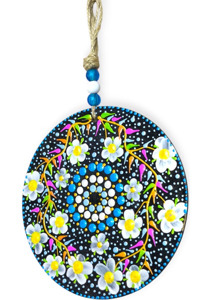 Şans ve Koruma Getiren El Boyaması Ahşap Nazarlık – 20 cm Çapında-Model-6