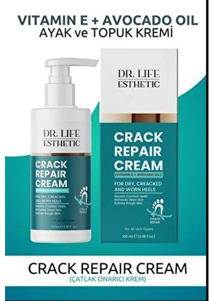 Crack Repair Cream Topuk Çatlakları İçin Nemlendirici 100 ml Vitamin E ve Avokado Yağı indirimleri
